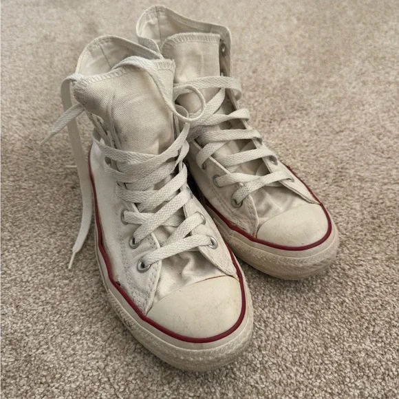 Converse High-Top Sneakers - Cream and Red - Picture 2 of 4